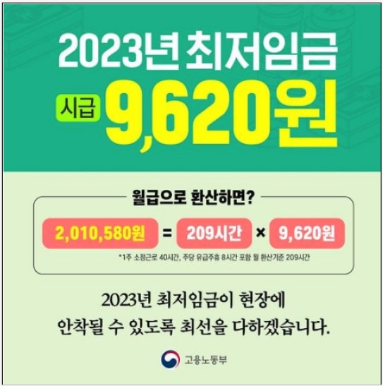  2023 연봉 실수령액표 시급 최저임금