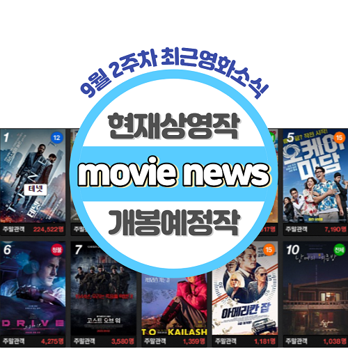  9월 2주차 최신영화순위 현재상영작 개봉예정작 예매율순위 (2020년 9월 9일 기준)