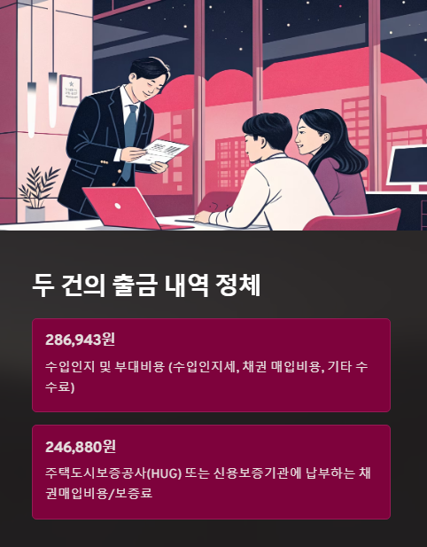 두 건의 출금 내역 정체
