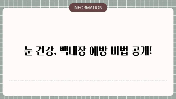 백내장 영양제: 