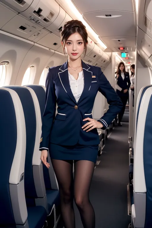 AI 실사 승무원 정장 치마 룩북 컨셉 이미지