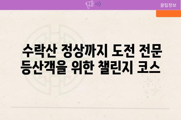  수락산 정상까지 도전 전문 등산객을 위한 챌린지 코스