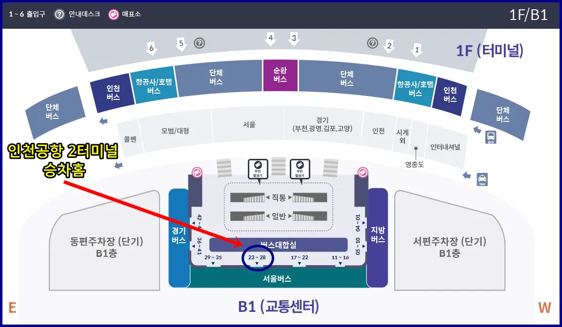 인천공항 2 터미널 6003 공항버스 타는 곳