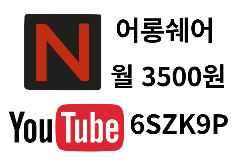 넷플릭스로고 유튜브로고 어롱쉐어 월 3500원 글씨