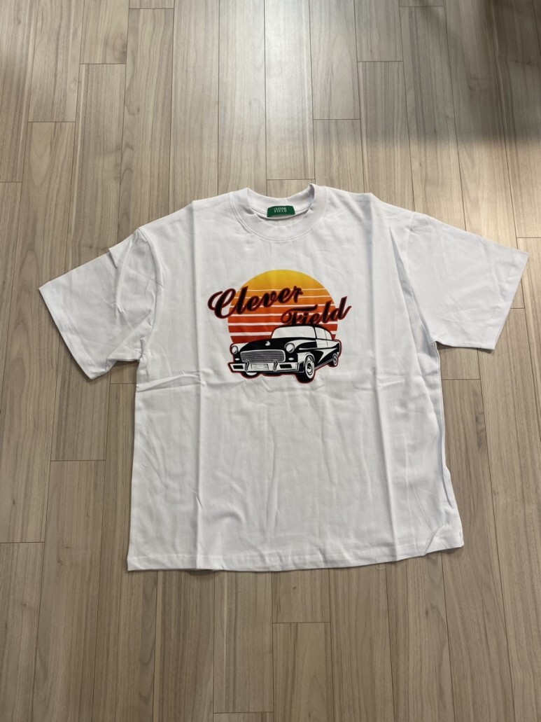 클레버필드 빈티지 클래식카 프린트 티셔츠 화이트_CLEVER FIELD Vintage Classic Car Print T-Shirt white