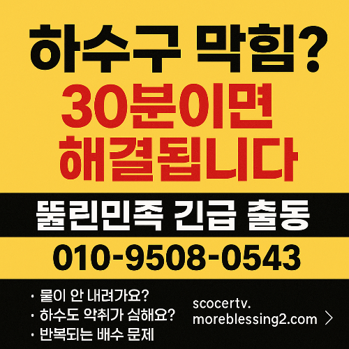 하수구 막힘? 30분이면 해결됩니다 - 뚫린민족 긴급출동 010-9508-0543