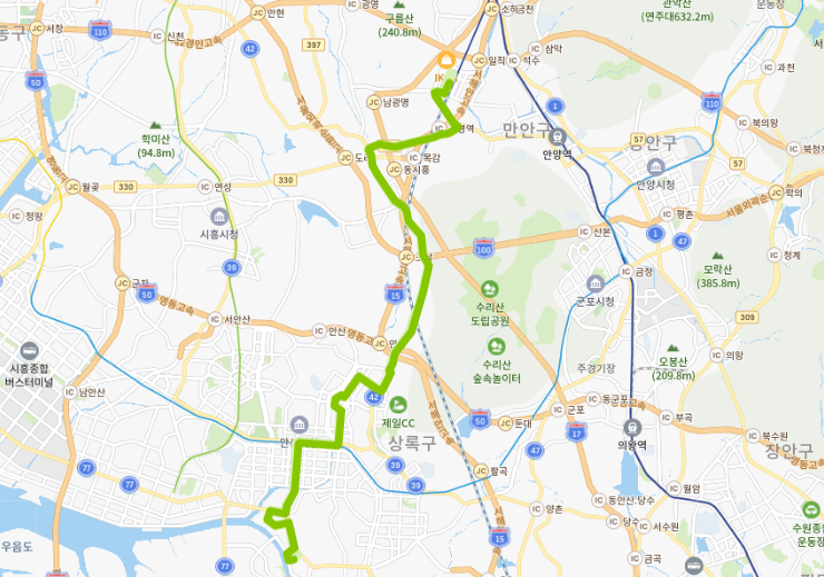  안산 50번버스 노선, 시간표 정보 [사동, 중앙역, 부곡고, 안산고, 광명역 KTX ]
