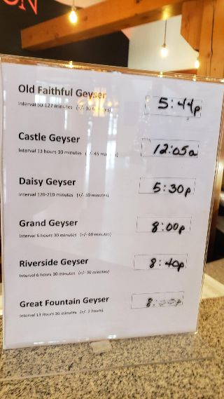 Geyser time table