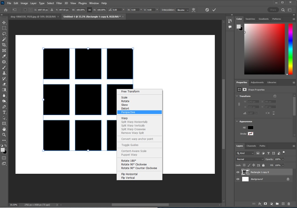 Perspective로 변형하기 전 사진