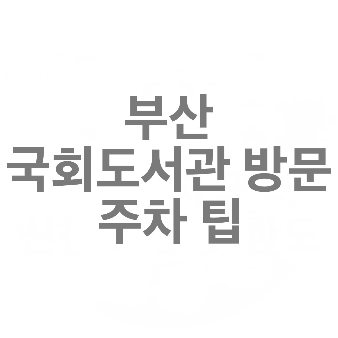  부산 국회도서관 방문 주차 팁과 즐거운 도서관 체험