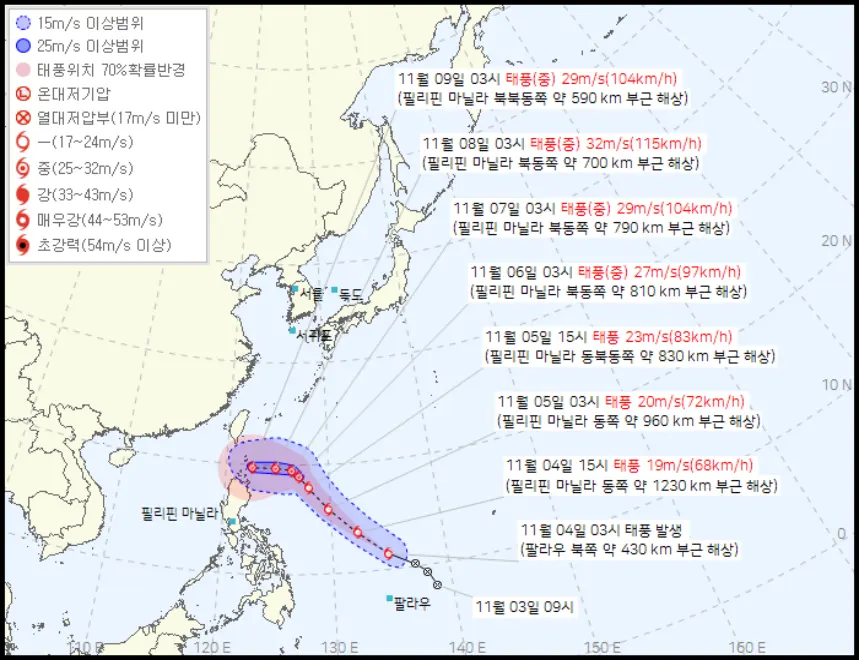 2024년 제22호 태풍 인싱(YINXING) 예상경로