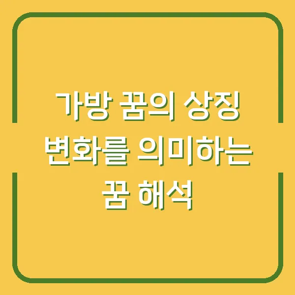 가방 꿈의 상징 변화를 의미하는 꿈 해석