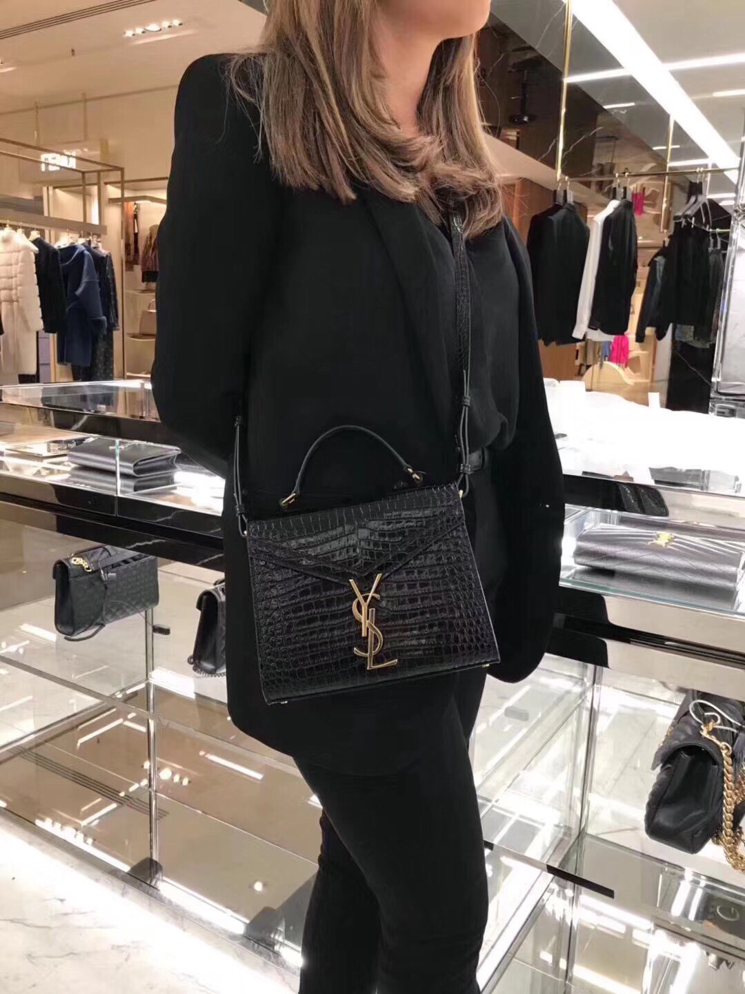  [SAINT LAURENT] 입생로랑 카산드라 미니 탑 핸들백 크로커다일 엠보시드 샤이니 레더 623930DND3J1048 (2 TYPE)