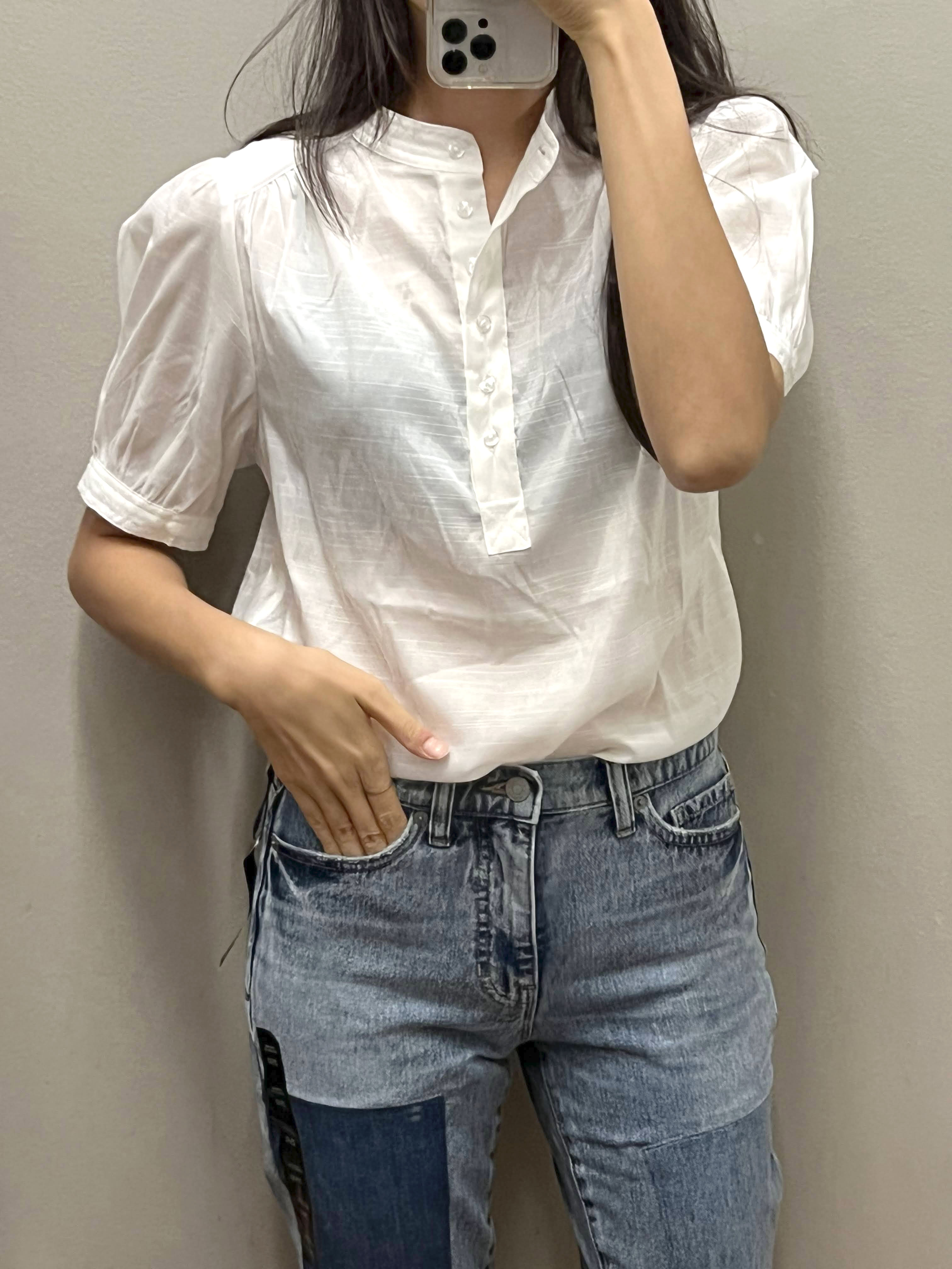 바나나리퍼블릭 여성 하프 플래킷 블라우스