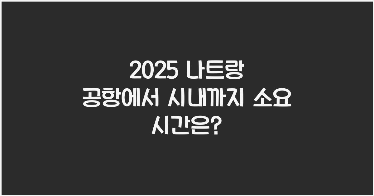 2025 나트랑 공항에서 시내 시간