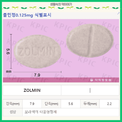 졸민정0.125mg 성상