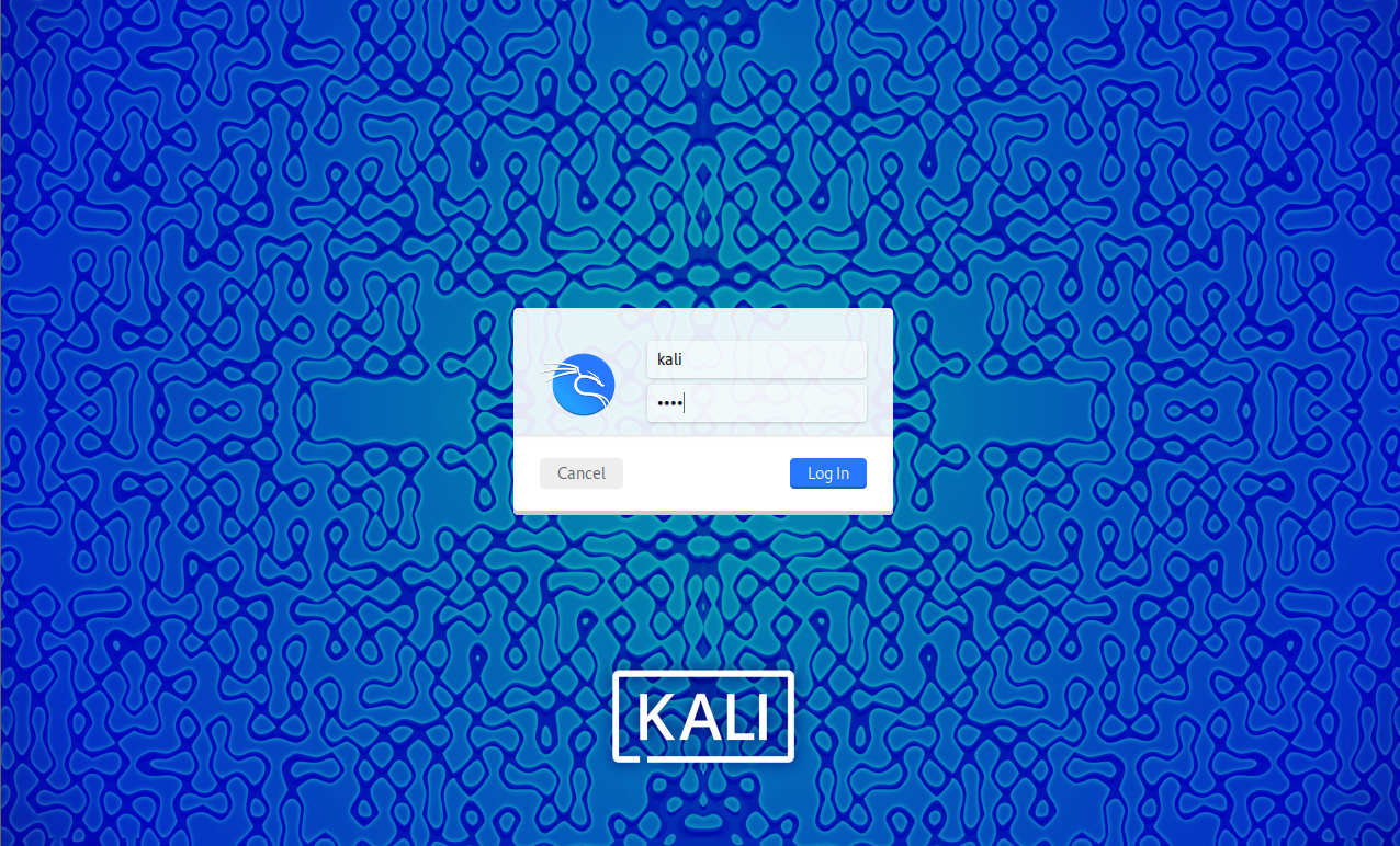 칼리리눅스 로그인화면