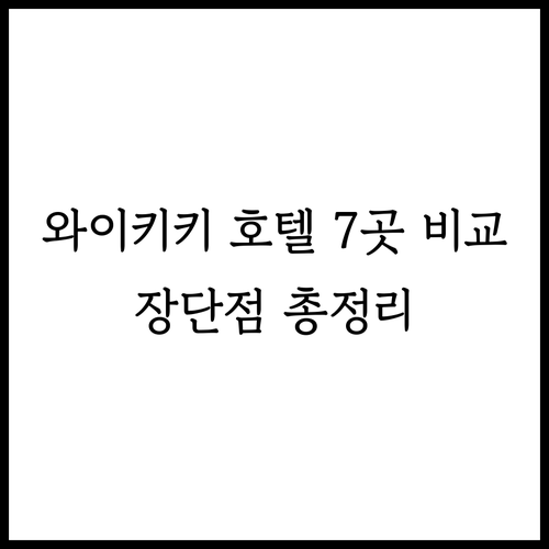 리츠칼튼부터 힐튼까지 와이키키 호텔 