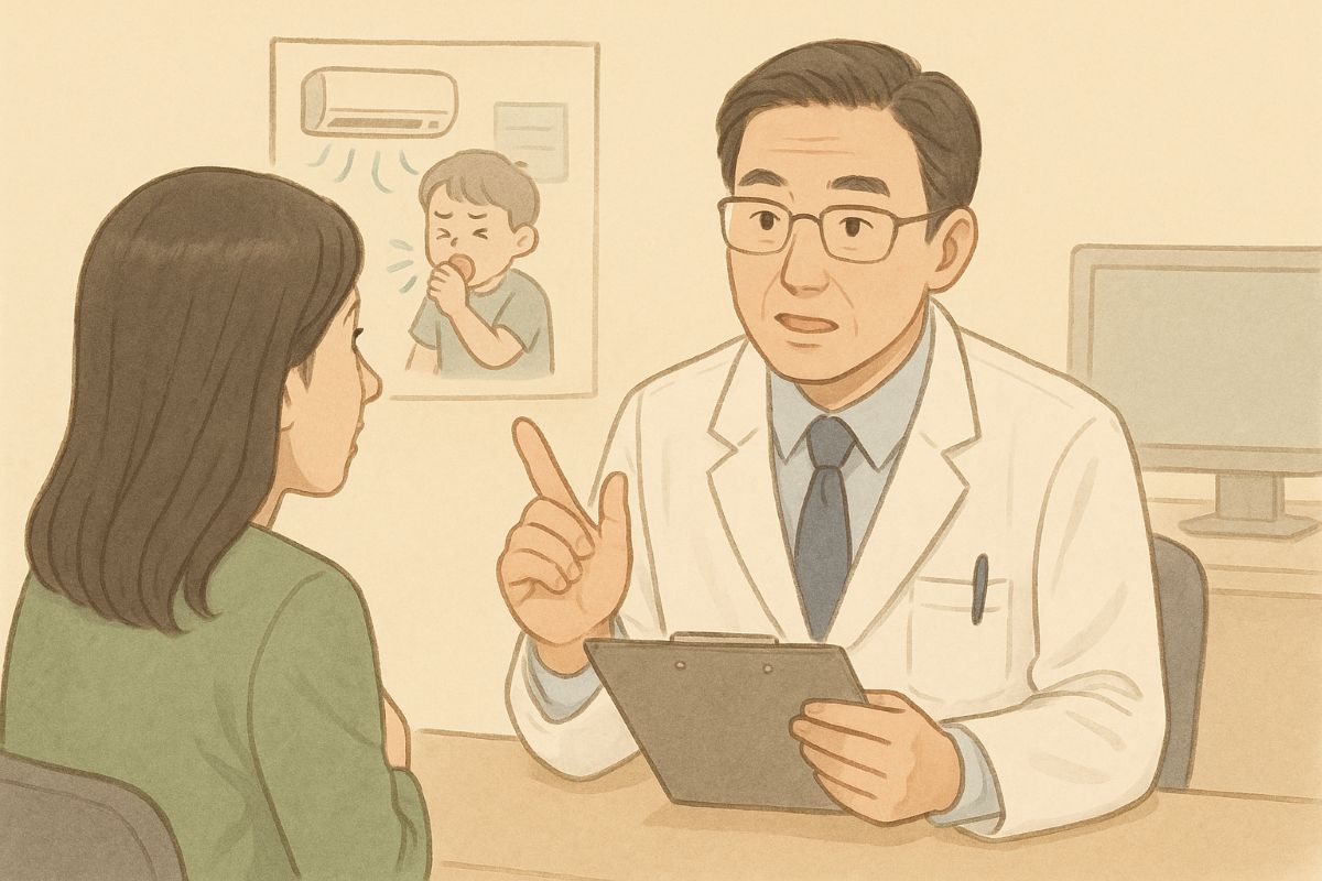 냉방병 상담 중인 의사와 환자