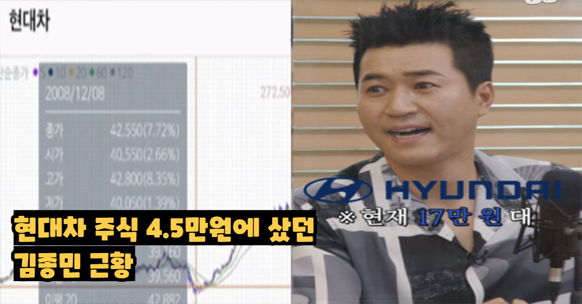  현대차 주식 4.5만 원에 매수했던 김종민 근황