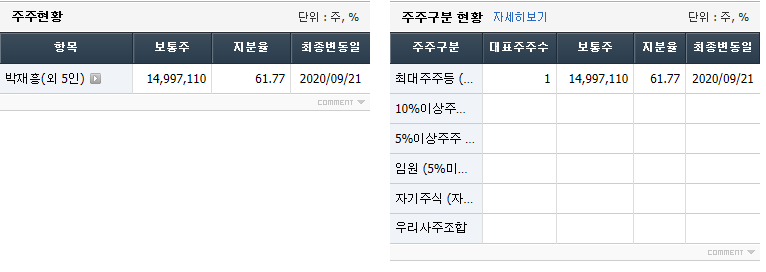 신라섬유 주주현황