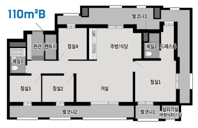 음성 푸르지오 마크베르 110B 타입 평면도