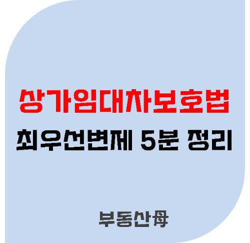 상가임대차보호법 최우선변제 5분만에 정리 (금액 대상여부 환산보증금 소액보증금)