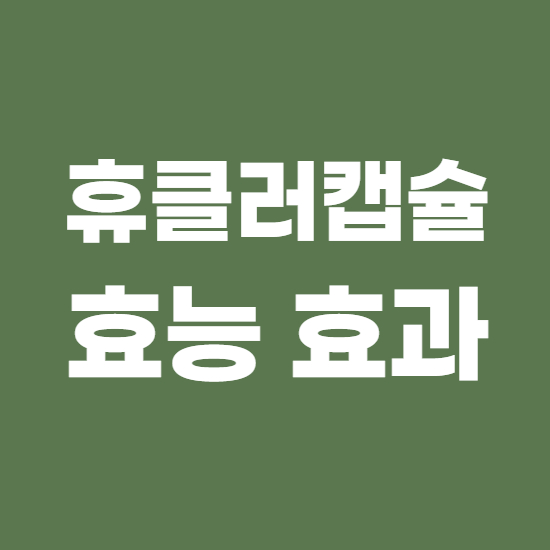  휴클러캡슐 효과, 효능 제대로 알고 복용하자