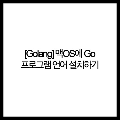  [Golang] 맥OS에 Go 프로그램 언어 설치하기(Install Go programming language on MacOS)