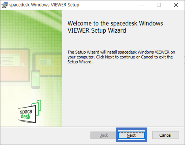 SPACEDESK-뷰어-설치진행