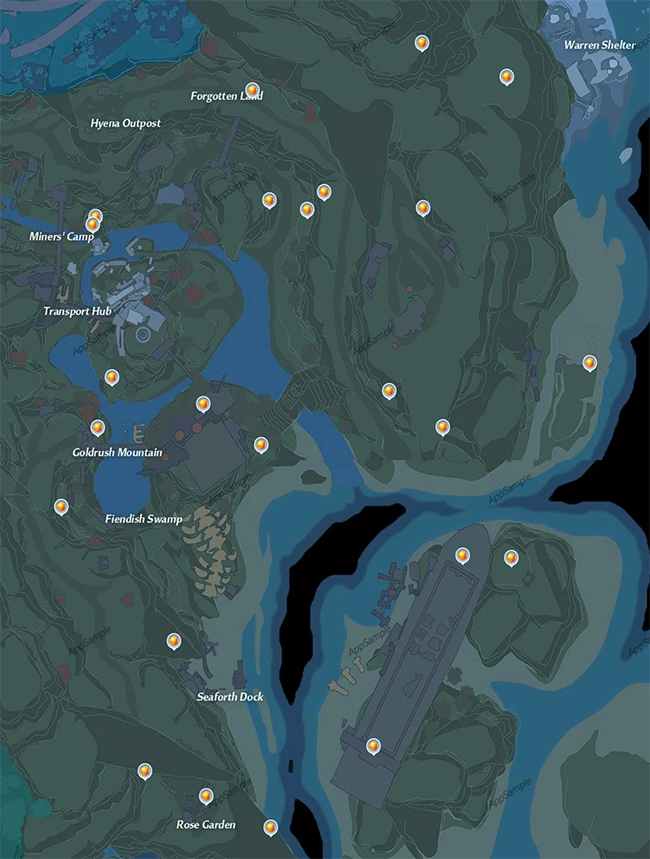 크라운-지역-골드코어-위치를-지도에-표시한-사진