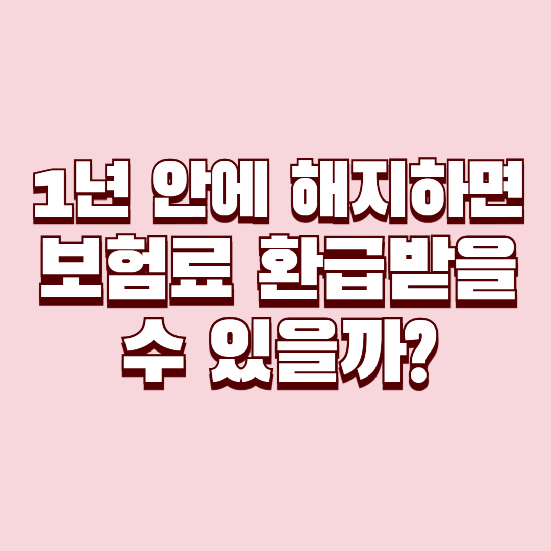 1년 안에 해지하면 보험료 환급받을 수 있을까?