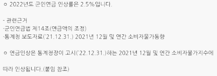 2025년 군인연금 인상률: 군인연금 인상률 기준