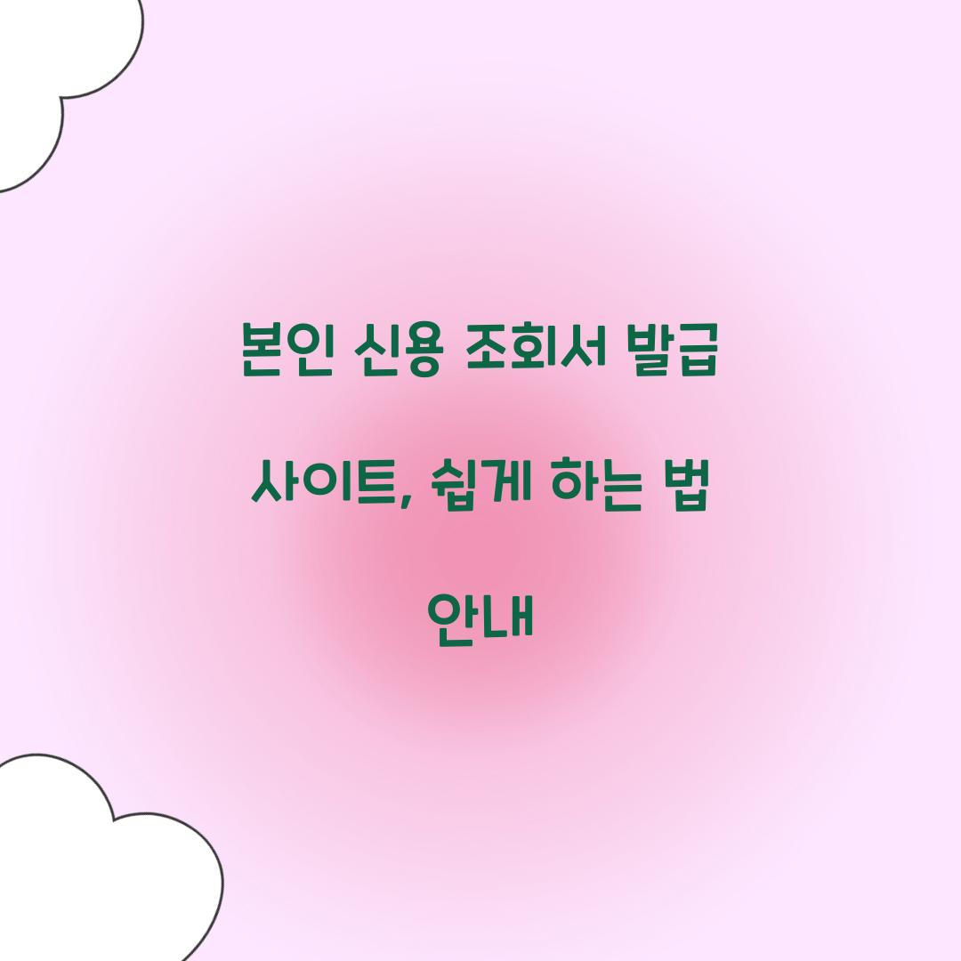 본인 신용 조회서 발급 사이트