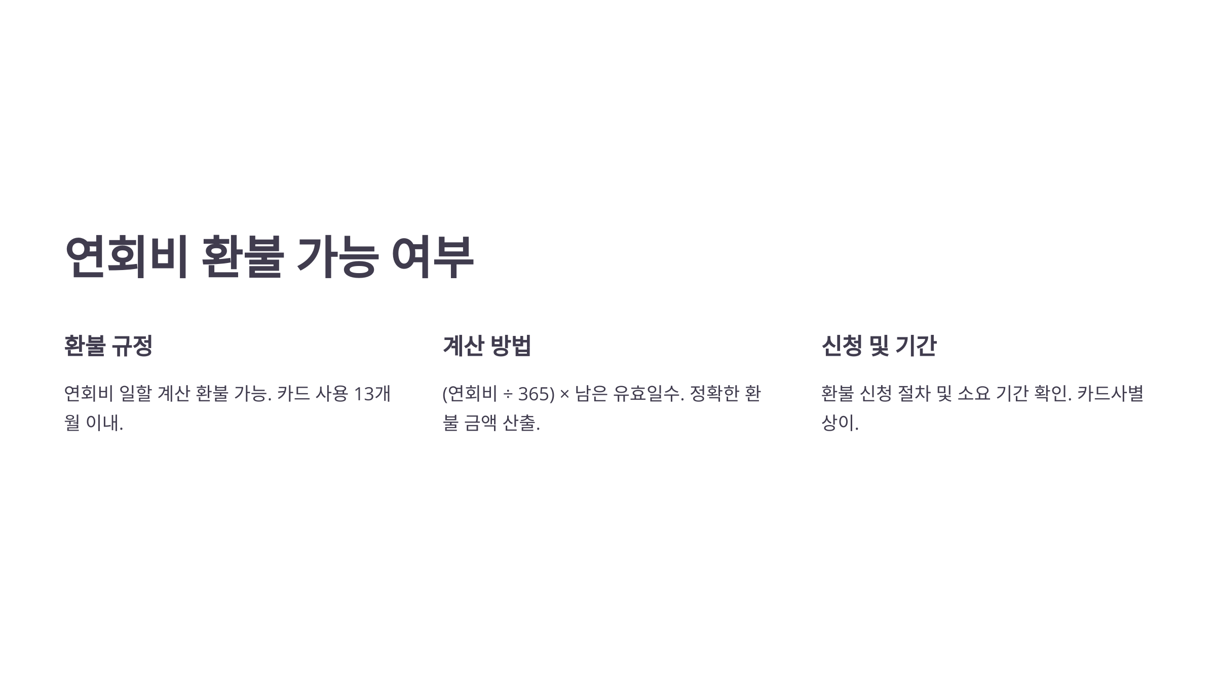 연회비 환불 가능 여부