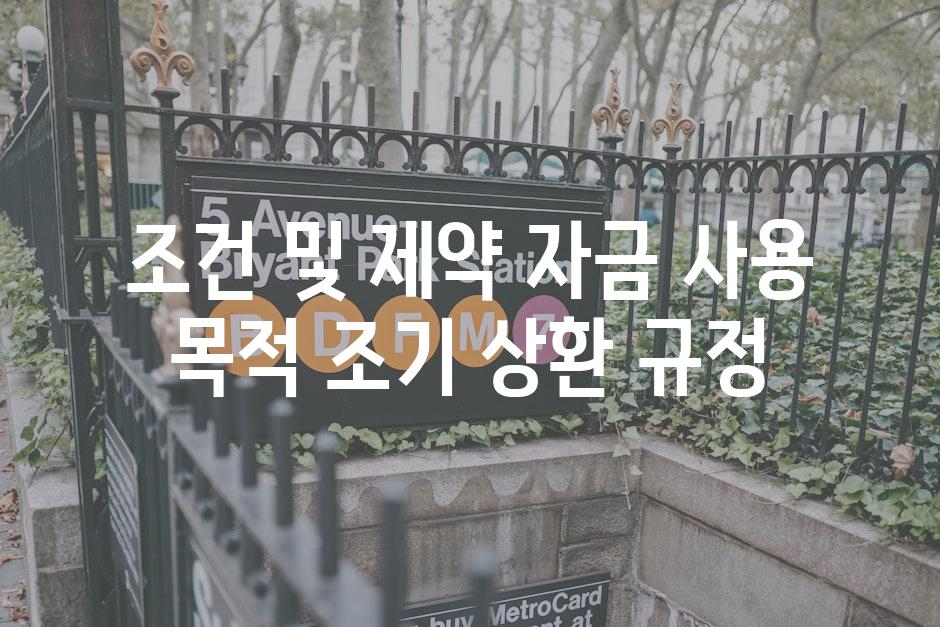 조건 및 제약 자금 사용 목적 조기 상환 규정