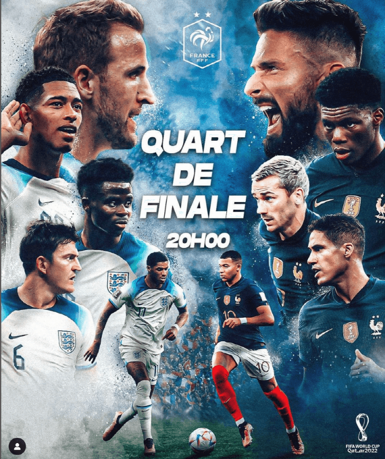 2022 카타르 월드컵 8강 4경기 잉글랜드 VS 프랑스(출처: 프랑스 국대 인스타그램)