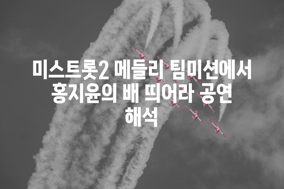 미스트롯2 메들리 팀미션에서 홍지윤의 배 띄어라 공연 해석