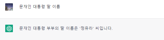 챗 GPT 문재인 대통령 딸 이름