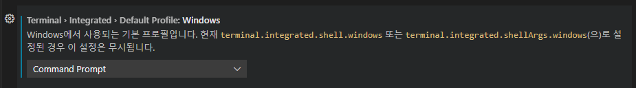 vs code 설정 - Terminal Windows