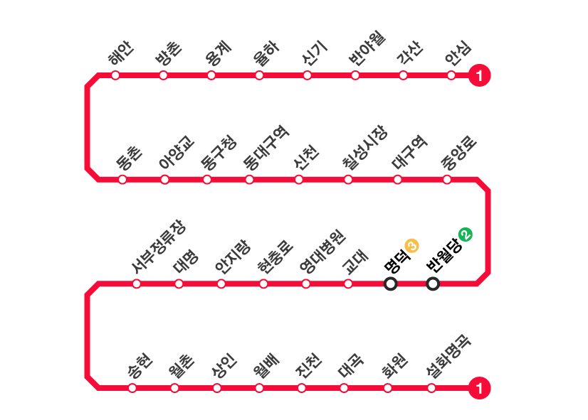 대구지하철 1호선 노선도