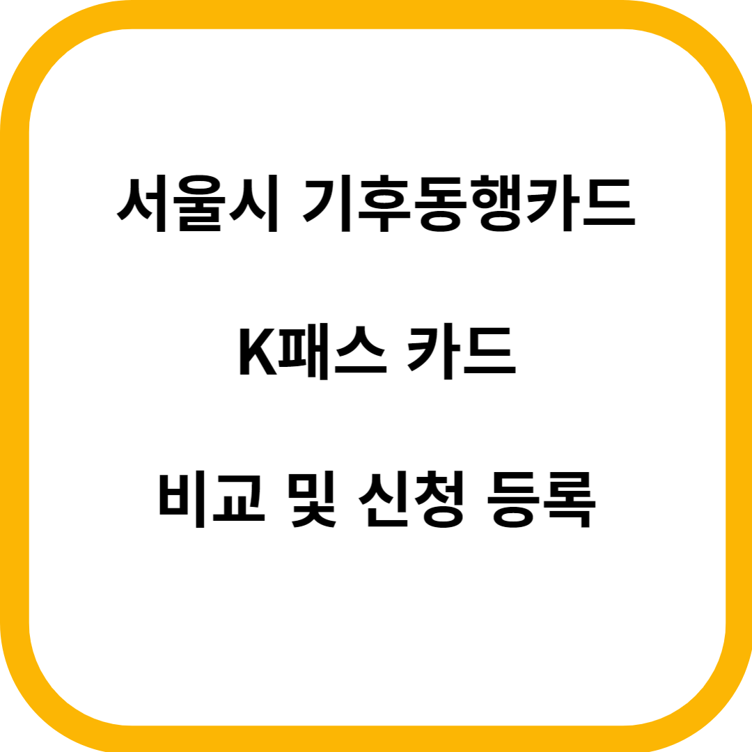 서울시 기후동행카드 K패스 카드 비교 및 신청 등록