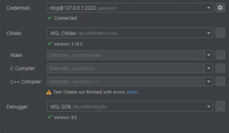 WSL - CLion connection succeed