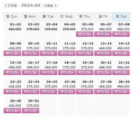 파인리즈cc 예약: 1박 2일 골프 패키지 가격 (ft.날씨) (9월 5일 기준)