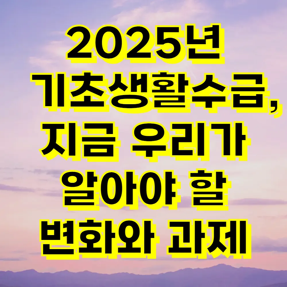 2025년 기초생활수급 지금 우리가 알아야 할 변화와 과제