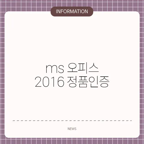 ms 오피스 2016 정품인증