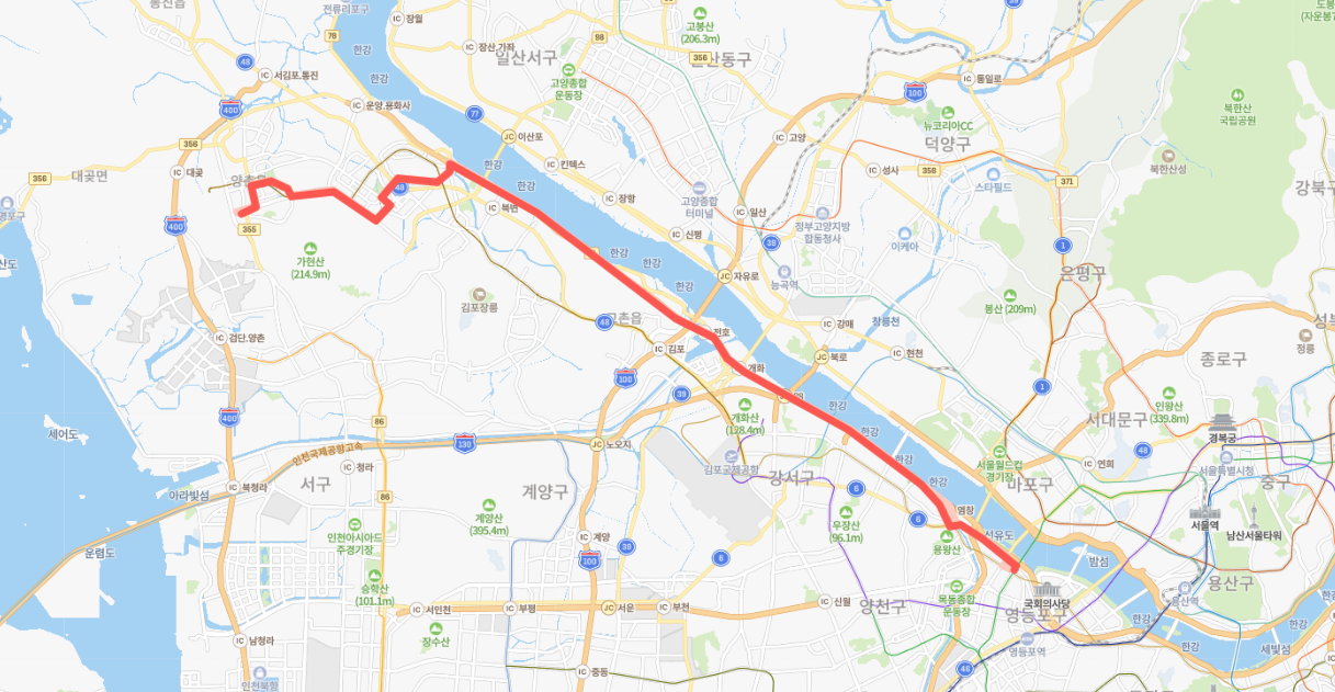  [직행좌석] 김포 7100번버스 노선 시간표 : 김포 한강신도시, 영등포, 당산역