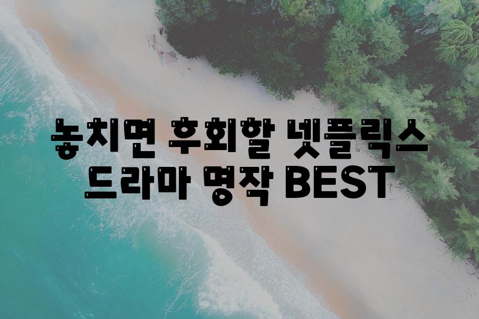 놓치면 후회할 넷플릭스 드라마 명작 BEST