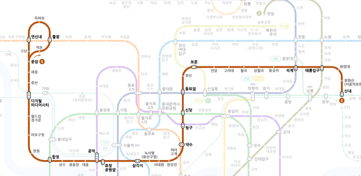 서울 지하철 6호선 노선도