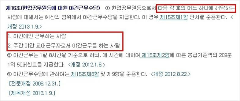 2021 공무원 초과근무수당 단가표 계산법 군인 교원 시간 외 수당 지급기준 야근수당 휴일 당직 근무수당 기준 호봉 1